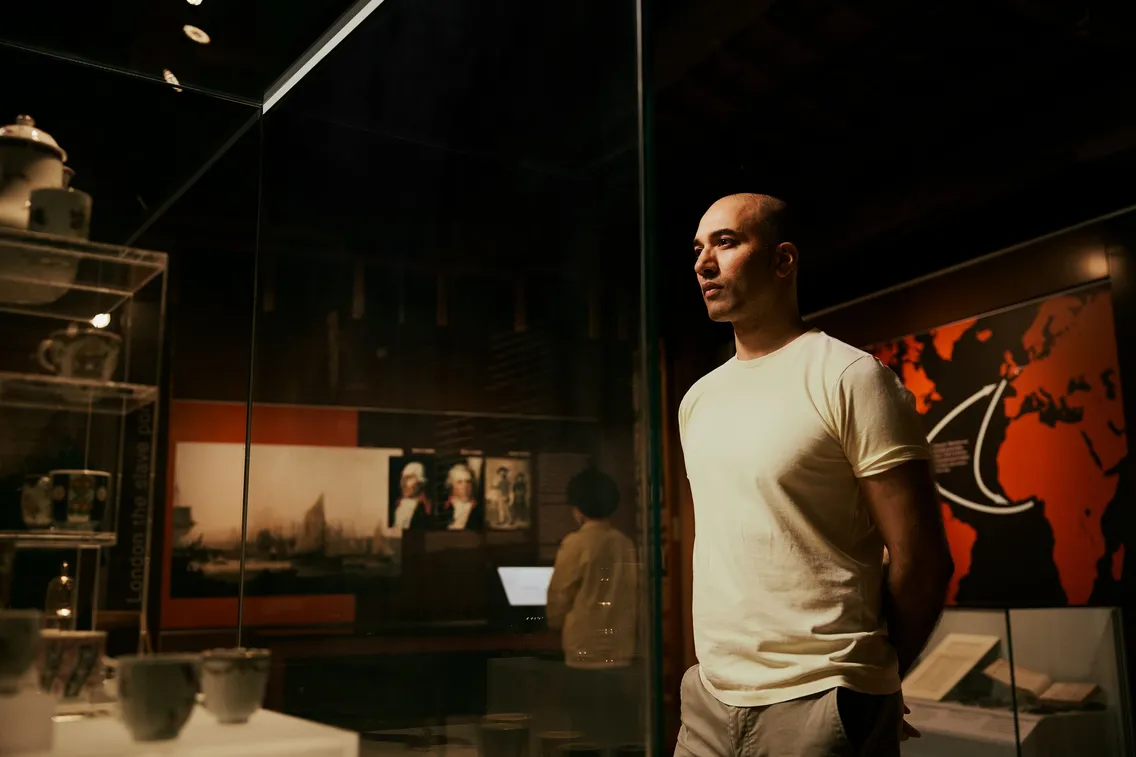A collection of  images depicting visitors enjoying themselves in the free-to-visit permanent galleries of the London Museum Docklands as well as its outdoor areas, café and shop.