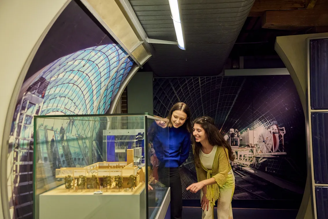 A collection of  images depicting visitors enjoying themselves in the free-to-visit permanent galleries of the London Museum Docklands as well as its outdoor areas, café and shop.