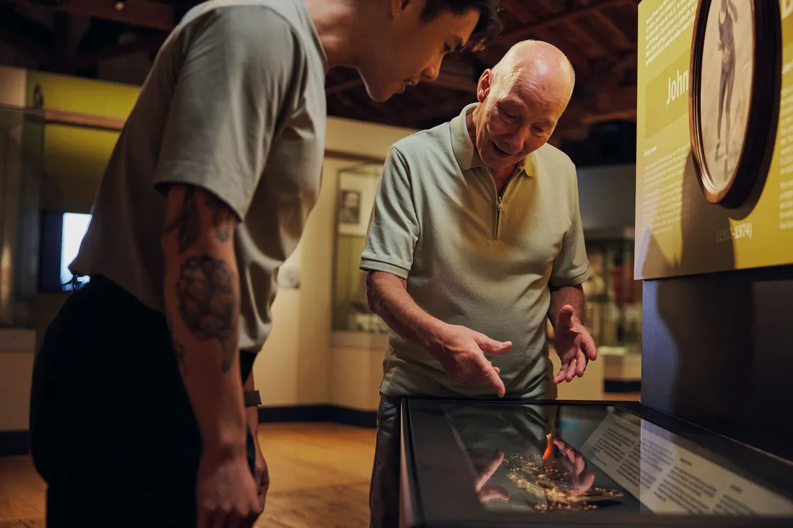 A collection of  images depicting visitors enjoying themselves in the free-to-visit permanent galleries of the London Museum Docklands as well as its outdoor areas, café and shop.