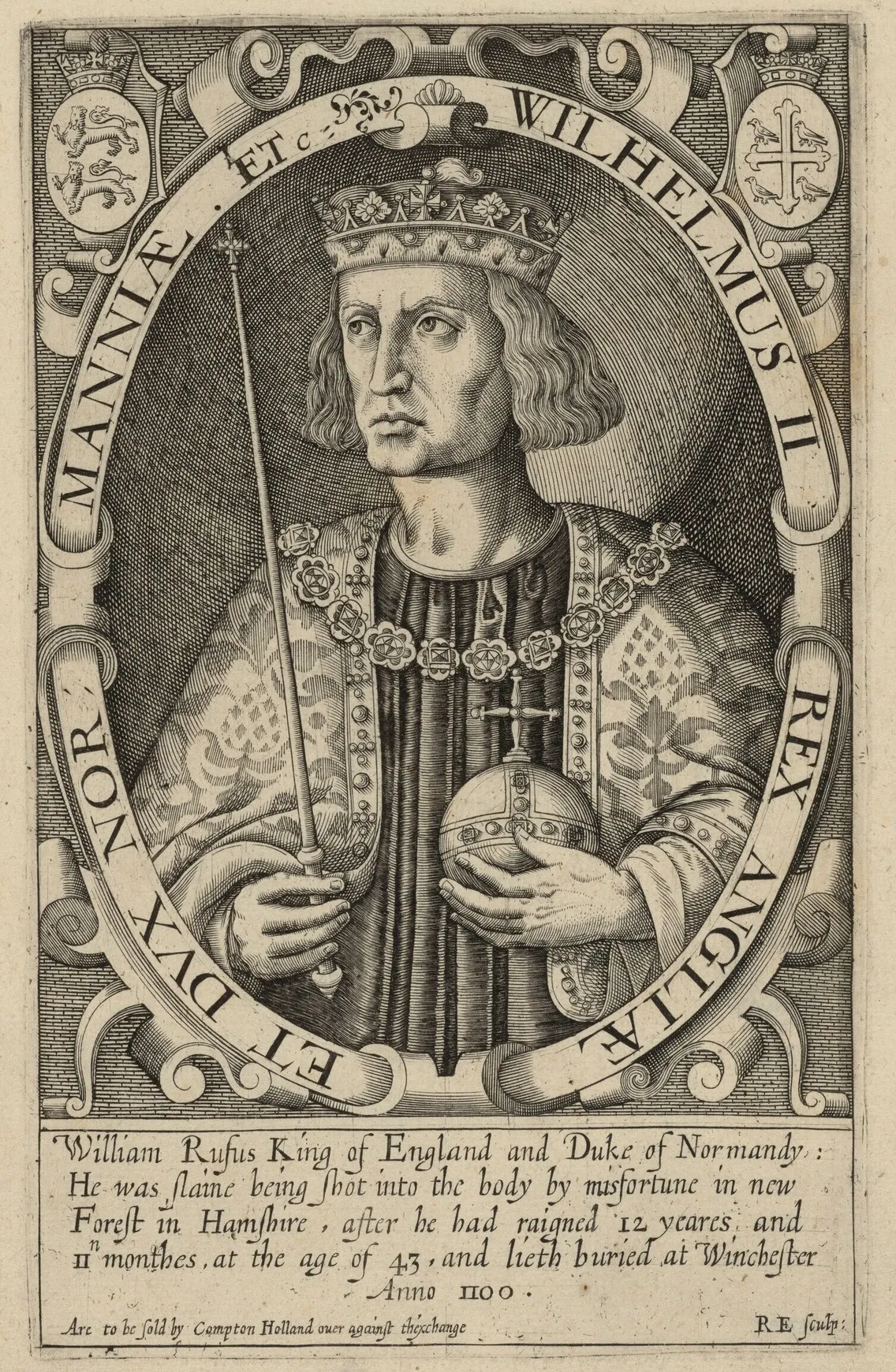 Portrait of William I, King of England, who reigned from 1603 to 1625, depicted in royal attire.